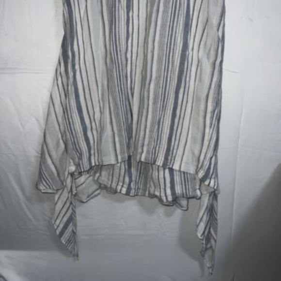 Drew Anthropologie Button Down Tie Front Linen Blend Stripe Dress Small - Picture 4 of 7